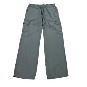 Sanctuary Wide Leg Cargo Pants Elastic Waist Drawstring Utility Trousers Green